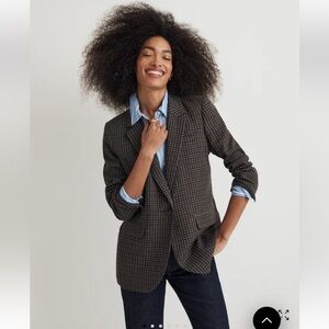 Madewell Checkered Blazer in Brown and Black